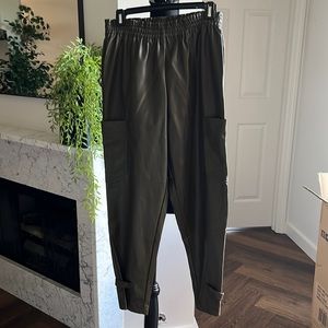 Faux leather army green jogger